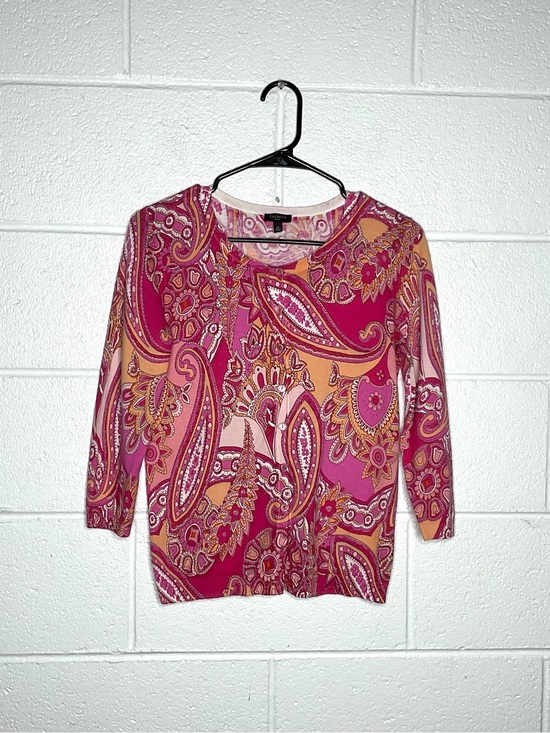 Talbots Sweaters - < Talbots Pink/Orange Paisley Pattern Cardigan Size Small >